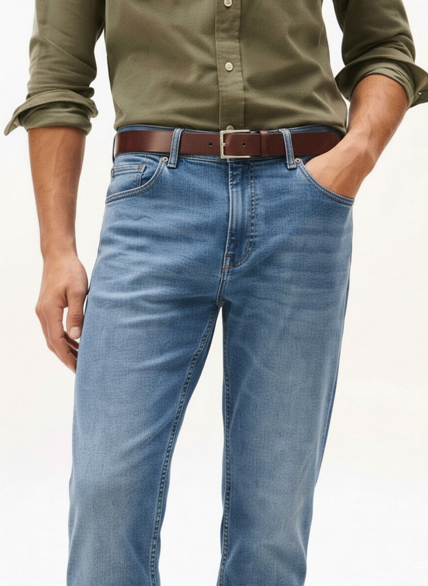 Men Straight Fit Mid-Rise Light Fade Stretchable Jeans