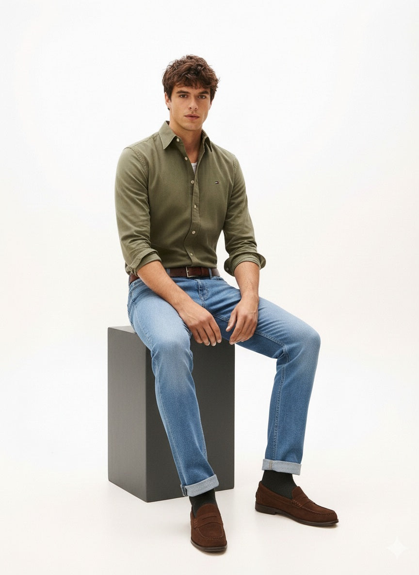 Men Straight Fit Mid-Rise Light Fade Stretchable Jeans