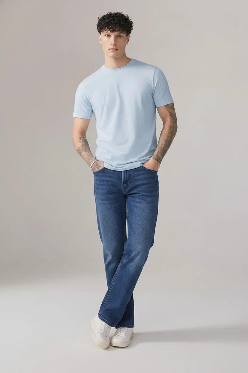 Men Straight Fit Mid-Rise Stretchable Jeans