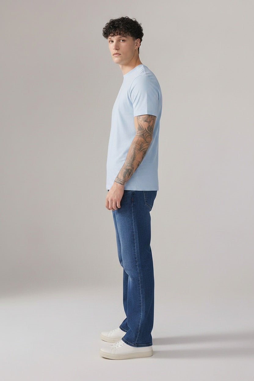 Men Straight Fit Mid-Rise Stretchable Jeans