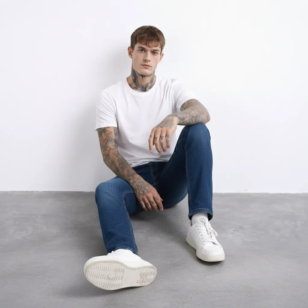 Men Straight Fit Mid-Rise Light Fade Stretchable Jeans