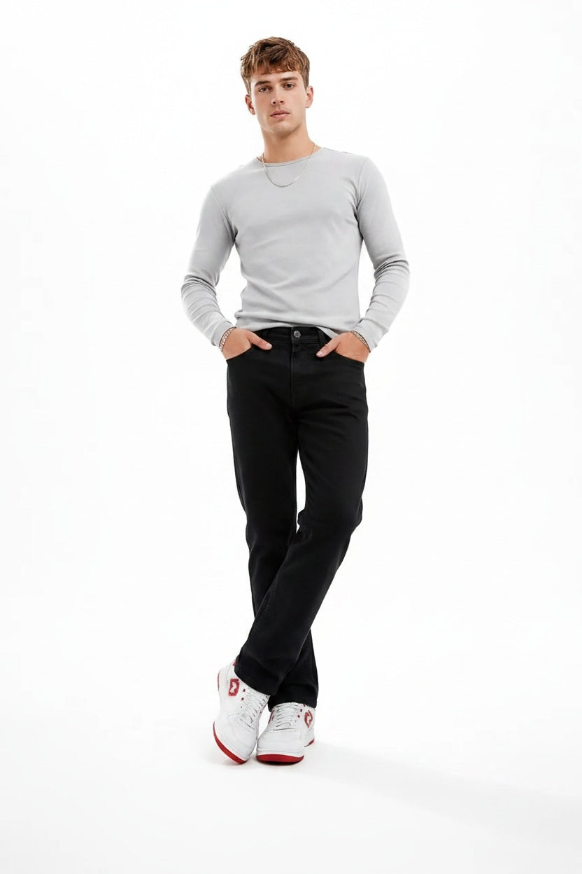 Men Straight Fit Mid-Rise Stretchable Jeans