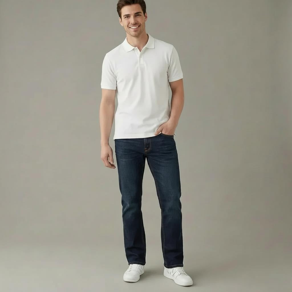 Men Straight Fit Mid-Rise Light Fade Stretchable Jeans