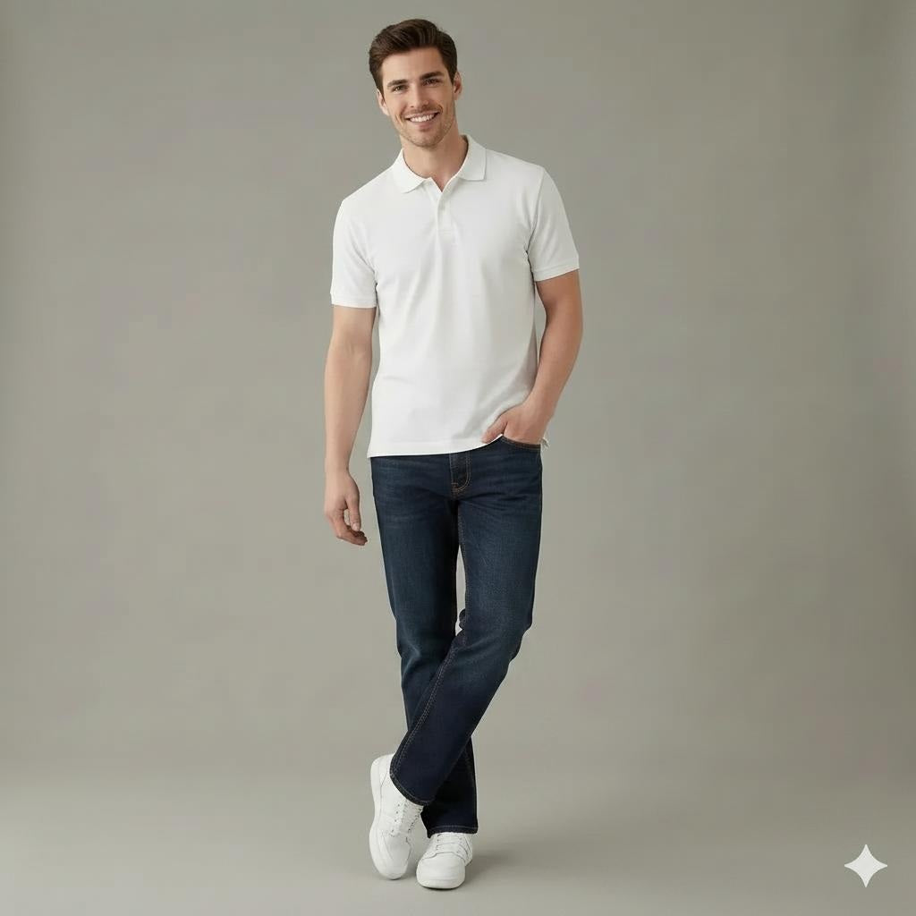 Men Straight Fit Mid-Rise Light Fade Stretchable Jeans