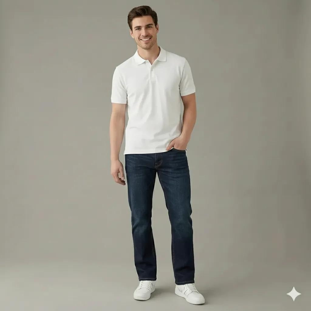 Men Straight Fit Mid-Rise Light Fade Stretchable Jeans