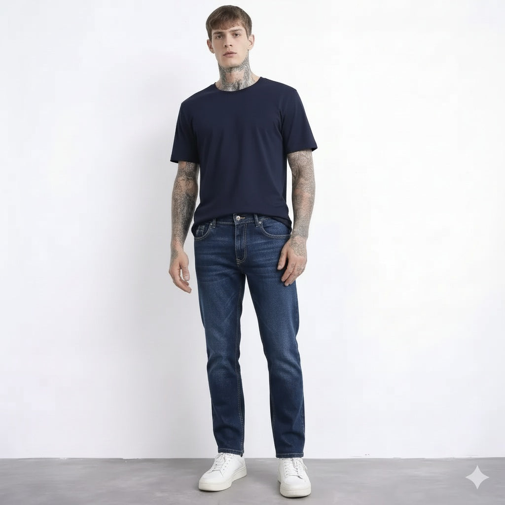 Octave Men Straight Fit Mid-Rise Stretchable Jeans