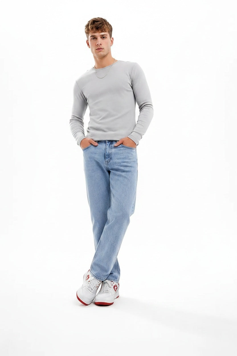 Men Straight Fit Mid-Rise Light Fade Stretchable Jeans