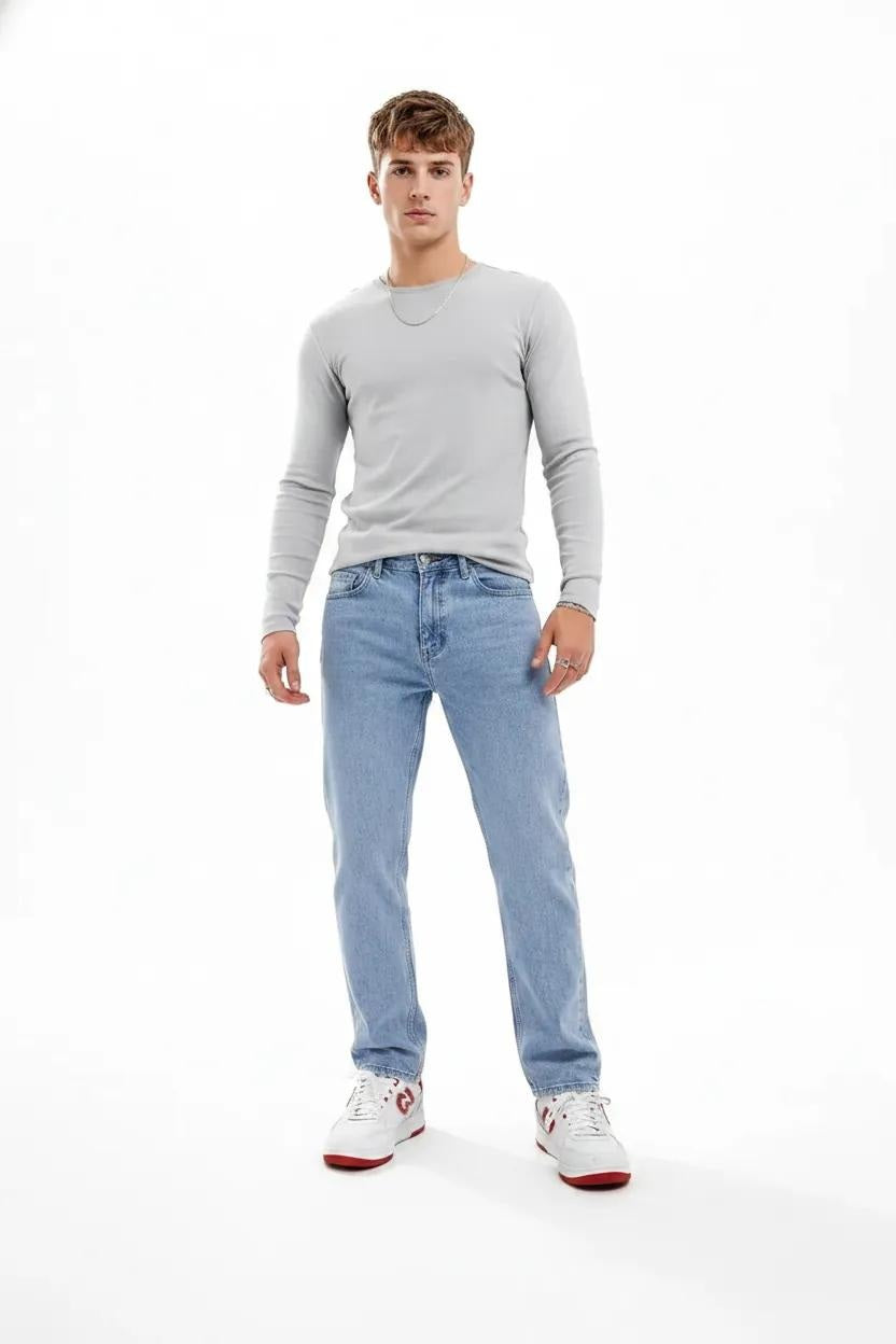 Men Straight Fit Mid-Rise Light Fade Stretchable Jeans