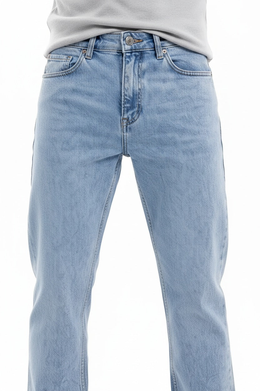 Men Straight Fit Mid-Rise Light Fade Stretchable Jeans