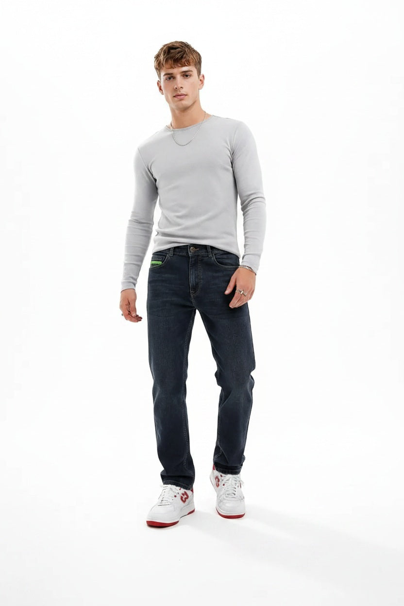 Men Straight Fit Mid-Rise Light Fade Stretchable Jeans