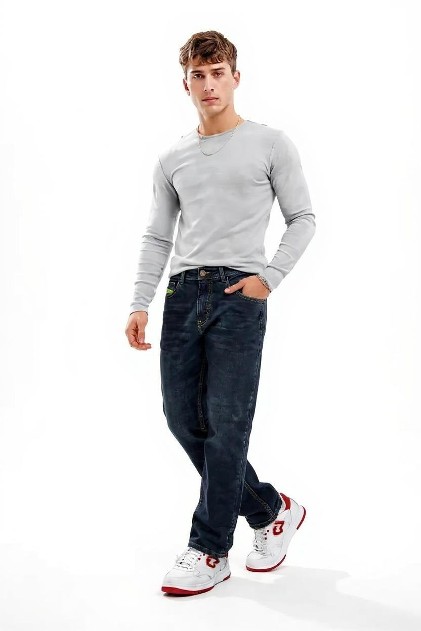 Men Straight Fit Mid-Rise Light Fade Stretchable Jeans