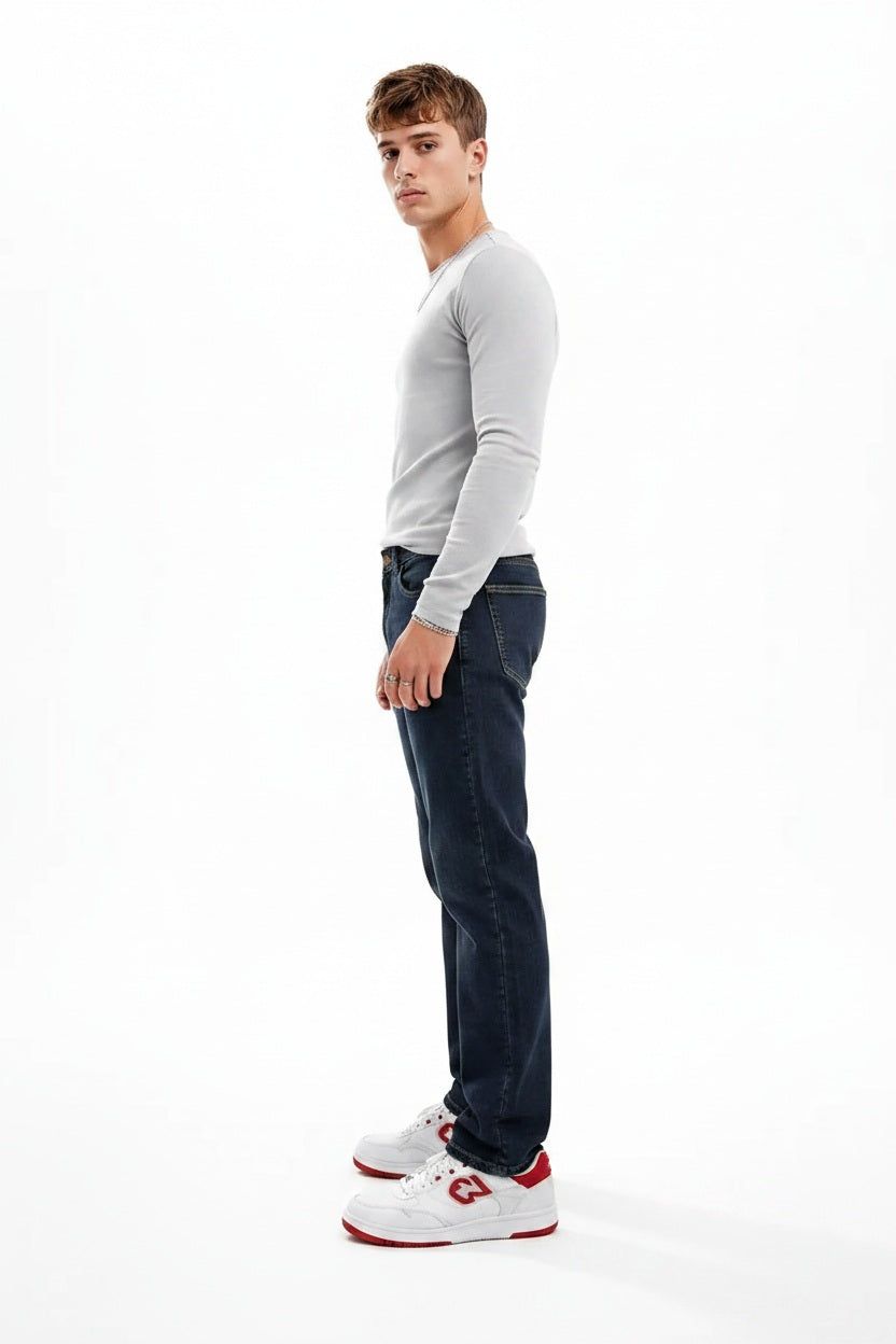 Men Straight Fit Mid-Rise Light Fade Stretchable Jeans