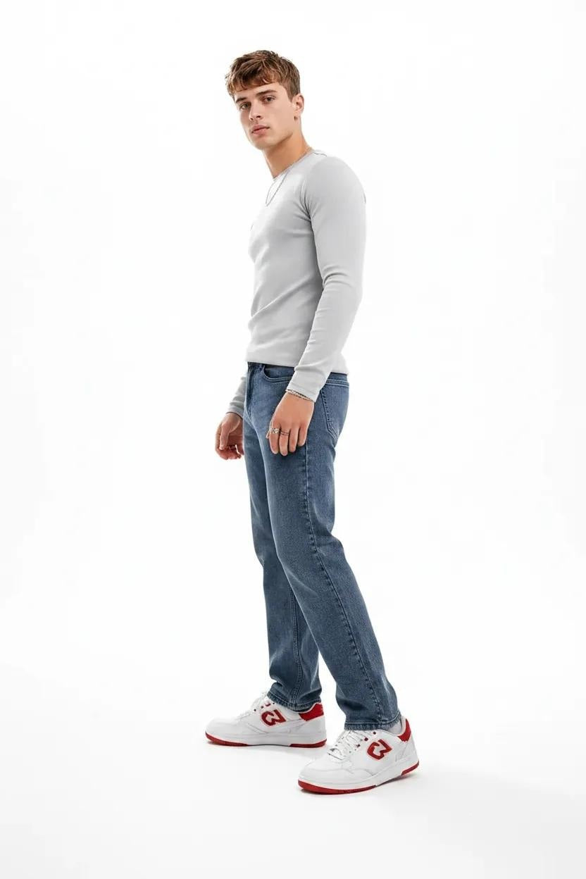 Men Straight Fit Mid-Rise Light Fade Stretchable Jeans