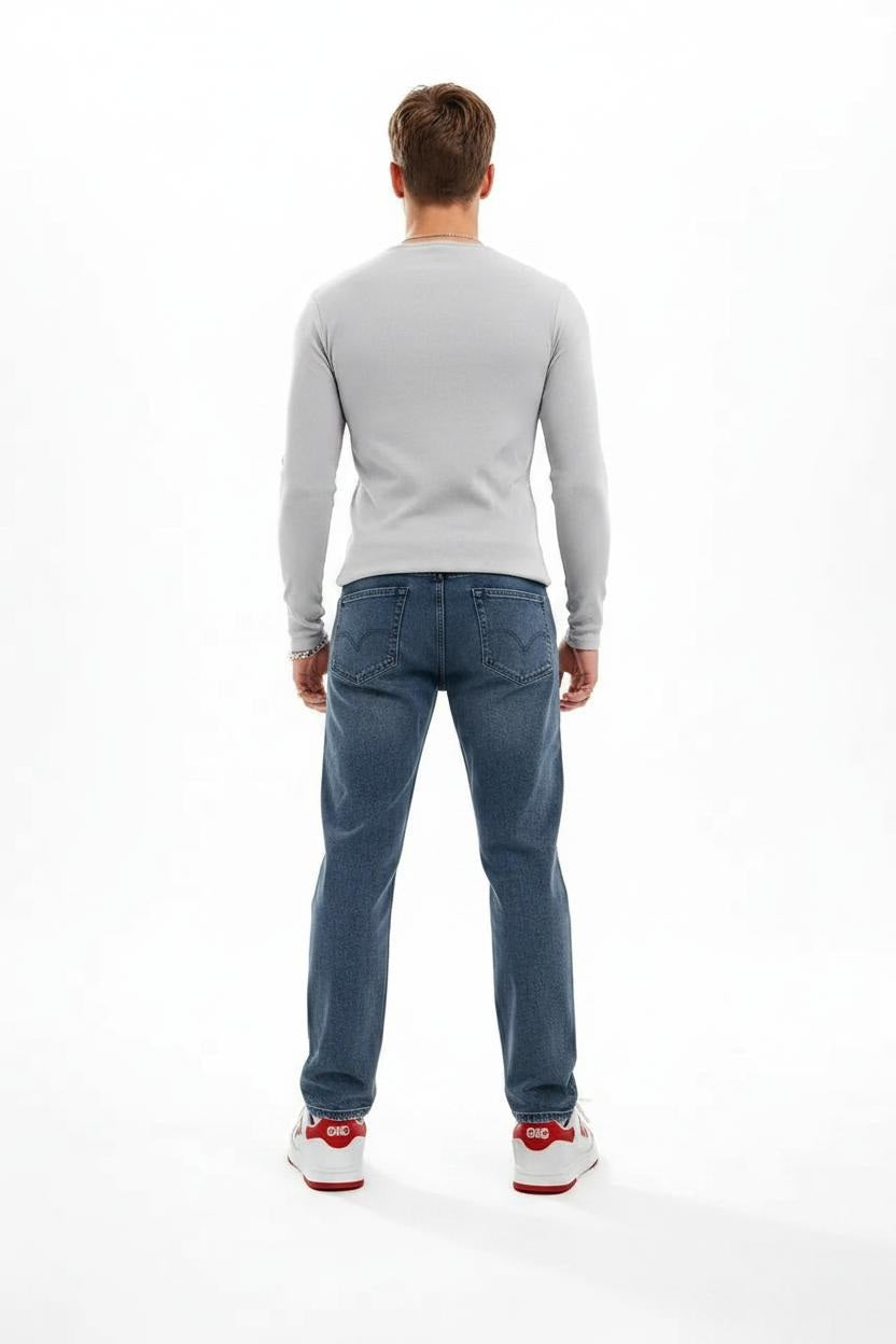 Men Straight Fit Mid-Rise Light Fade Stretchable Jeans
