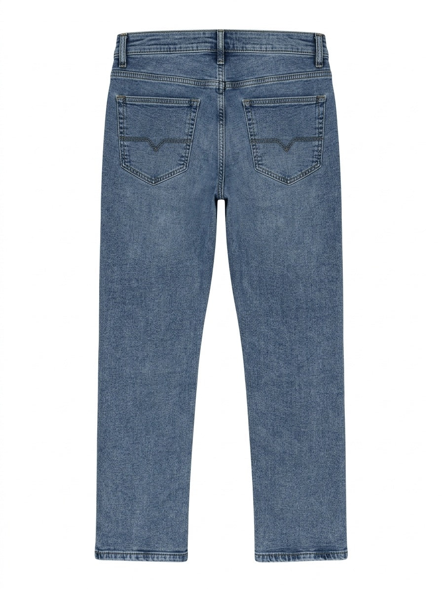 Men Straight Fit Mid-Rise Light Fade Stretchable Jeans