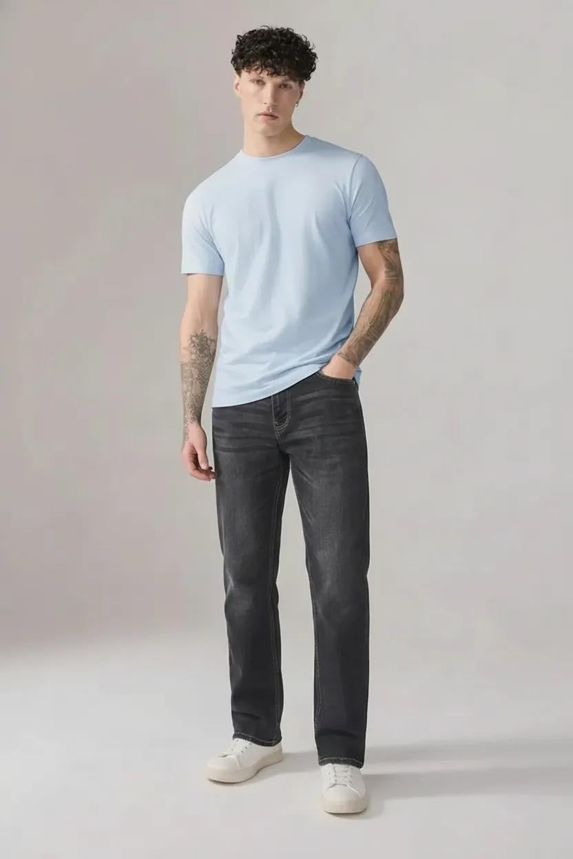 Men Straight Fit Mid-Rise Light Fade Stretchable Jeans