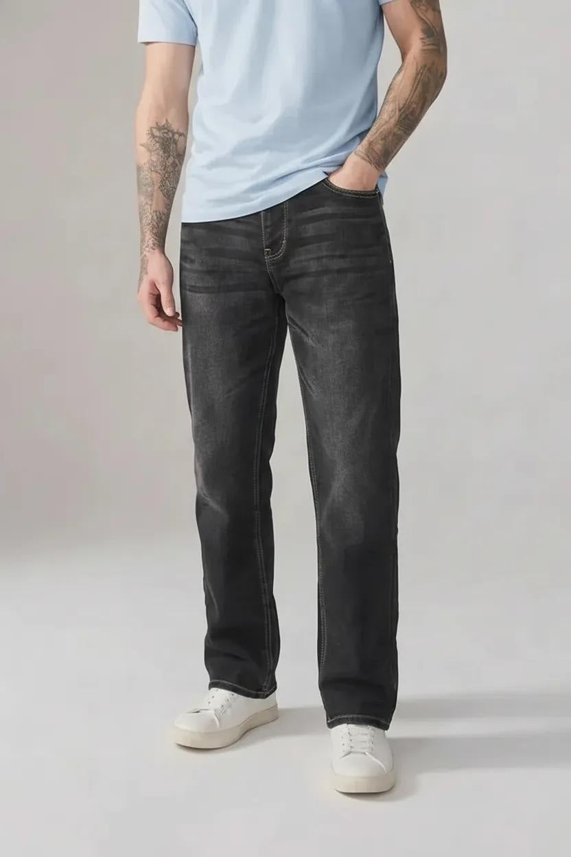 Men Straight Fit Mid-Rise Light Fade Stretchable Jeans