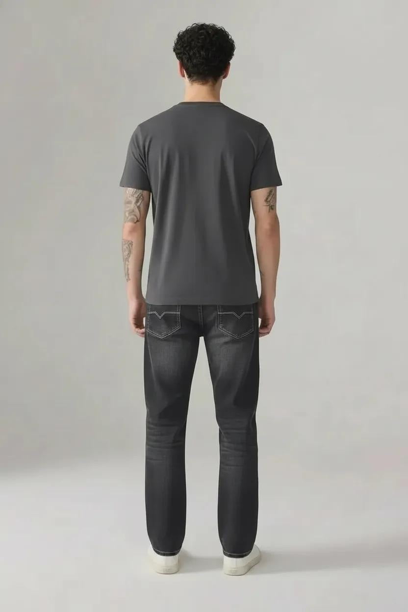 Men Straight Fit Mid-Rise Light Fade Stretchable Jeans