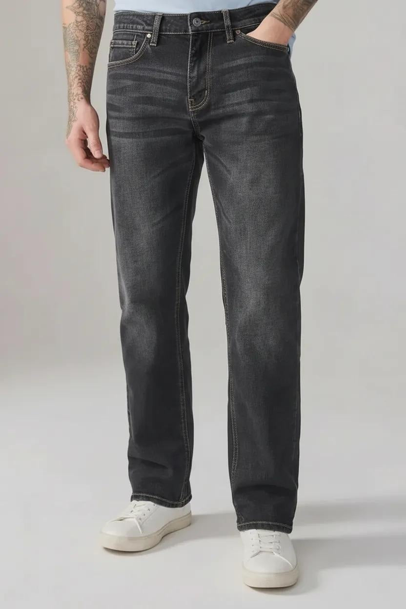 Men Straight Fit Mid-Rise Light Fade Stretchable Jeans