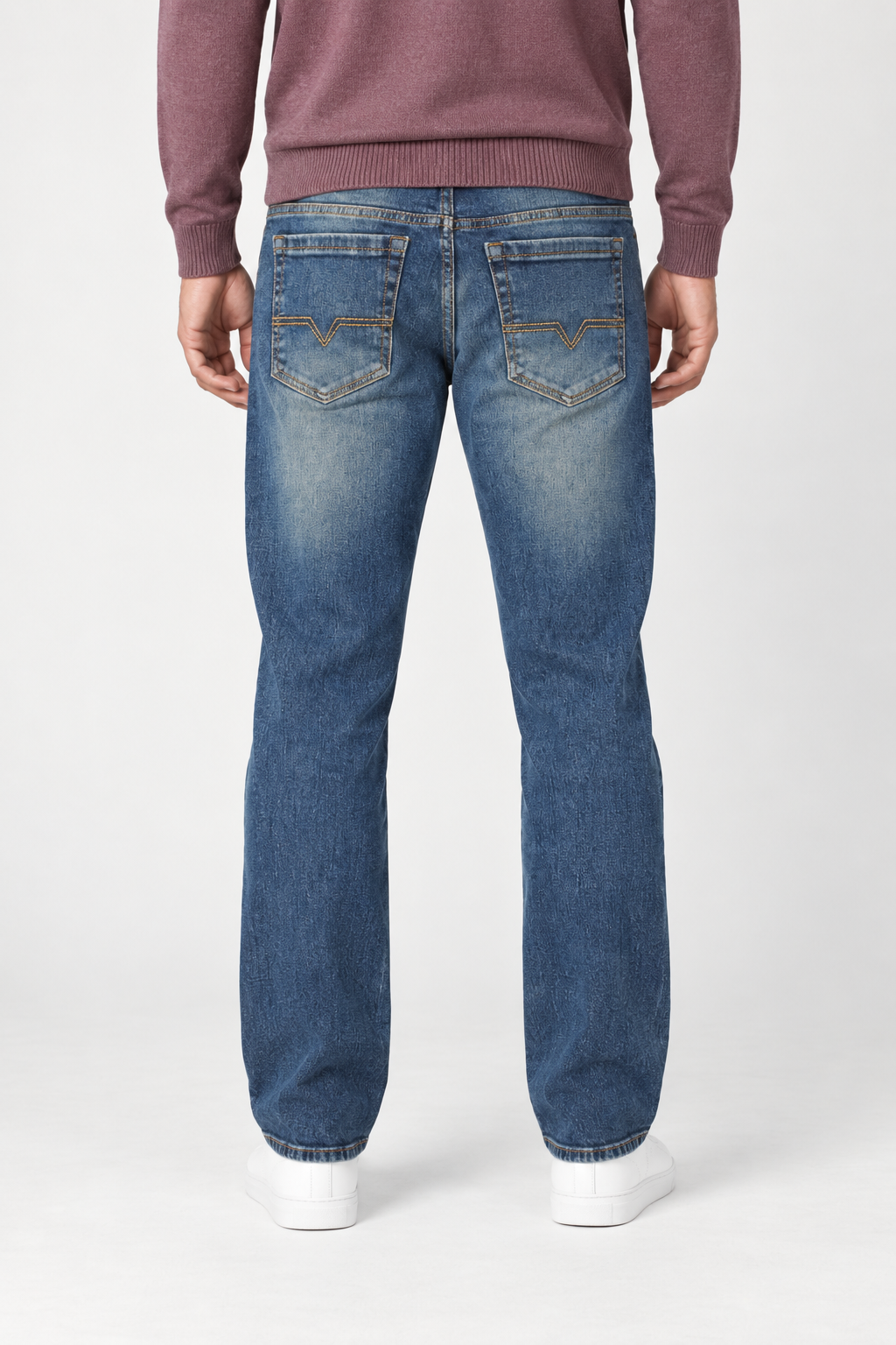 Men’s Tint Khaki Straight Fit Denim Jeans – Mid-Rise Washed Blue Jeans