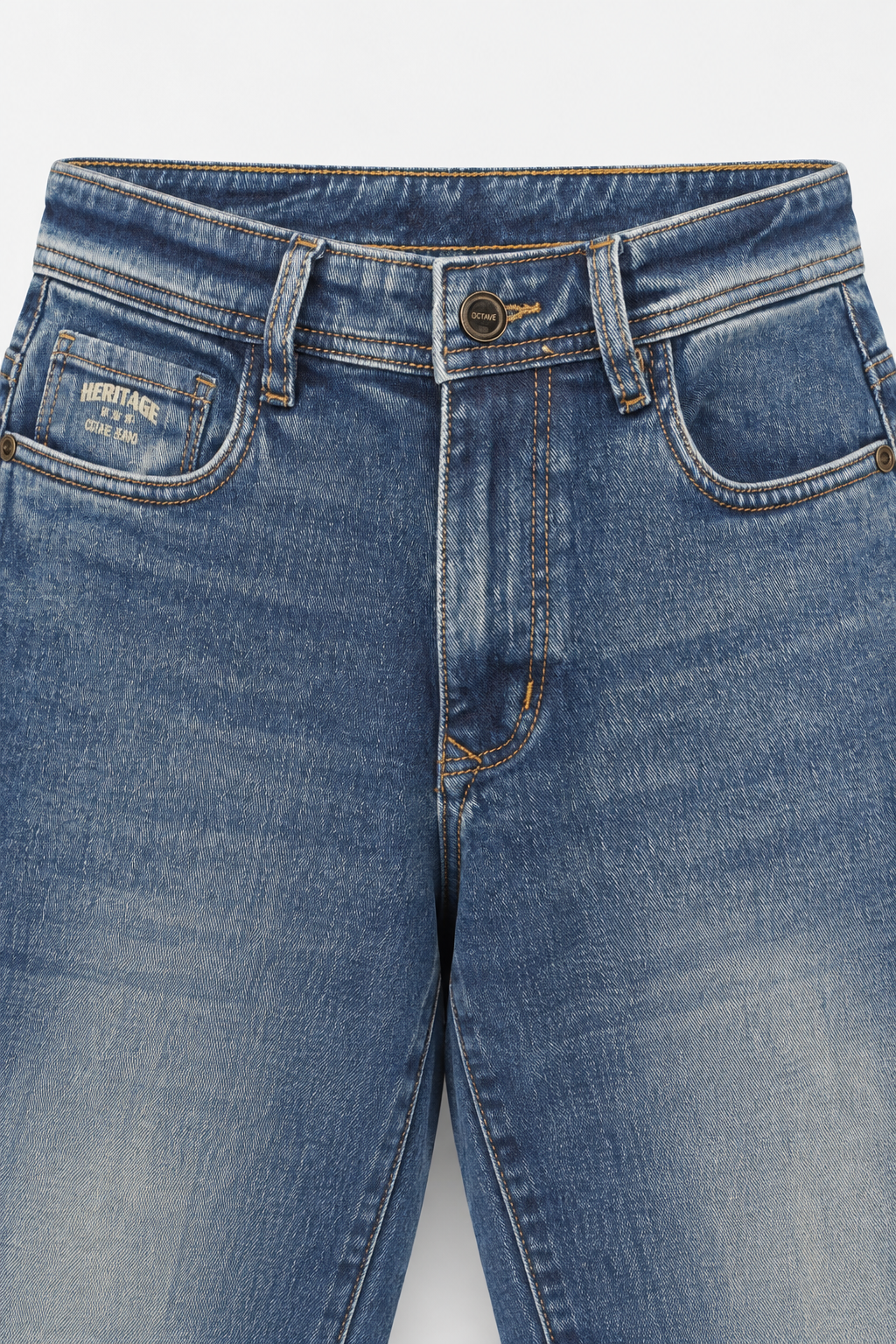 Men’s Tint Khaki Straight Fit Denim Jeans – Mid-Rise Washed Blue Jeans