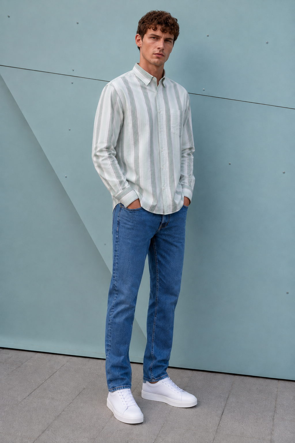 Men’s Urban Blue Denim Jeans – Straight Fit Mid-Wash Casual Jeans