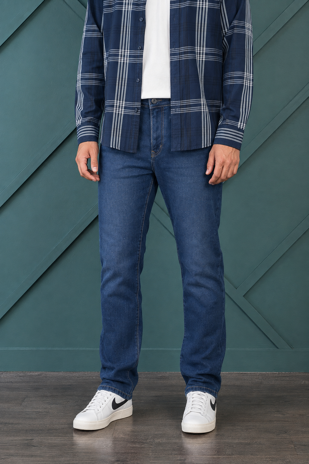 Men’s Graphite Straight Fit Denim Jeans | Mid-Rise Stretchable Five-Pocket Casual Jeans