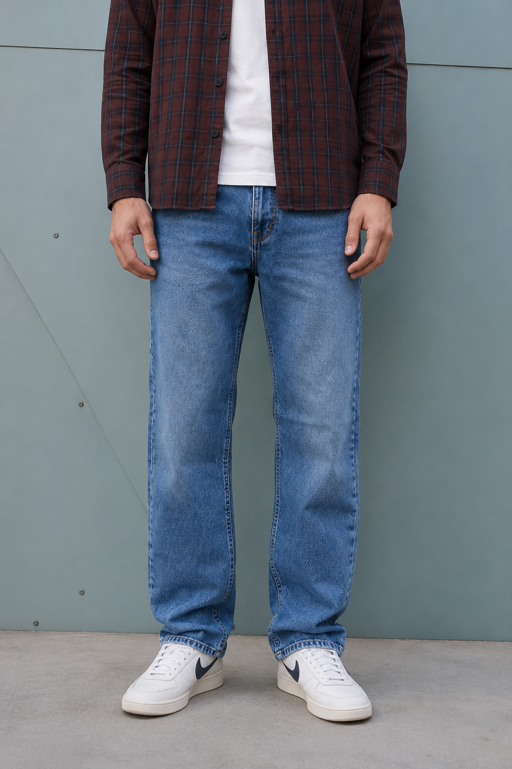 Men’s Sky Straight Fit Denim Jeans | Mid-Rise Stretchable Five-Pocket Casual Jeans