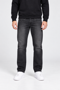 Men’s Charcoal Straight Fit Denim Jeans – Mid-Rise Dark Wash Jeans