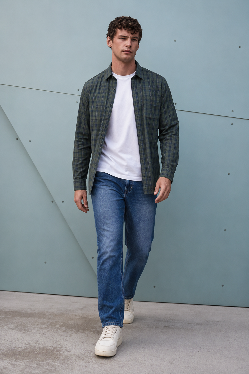 Men’s Olive Tint Straight Fit Denim Jeans | Mid-Rise Stretchable Five-Pocket Casual Jeans