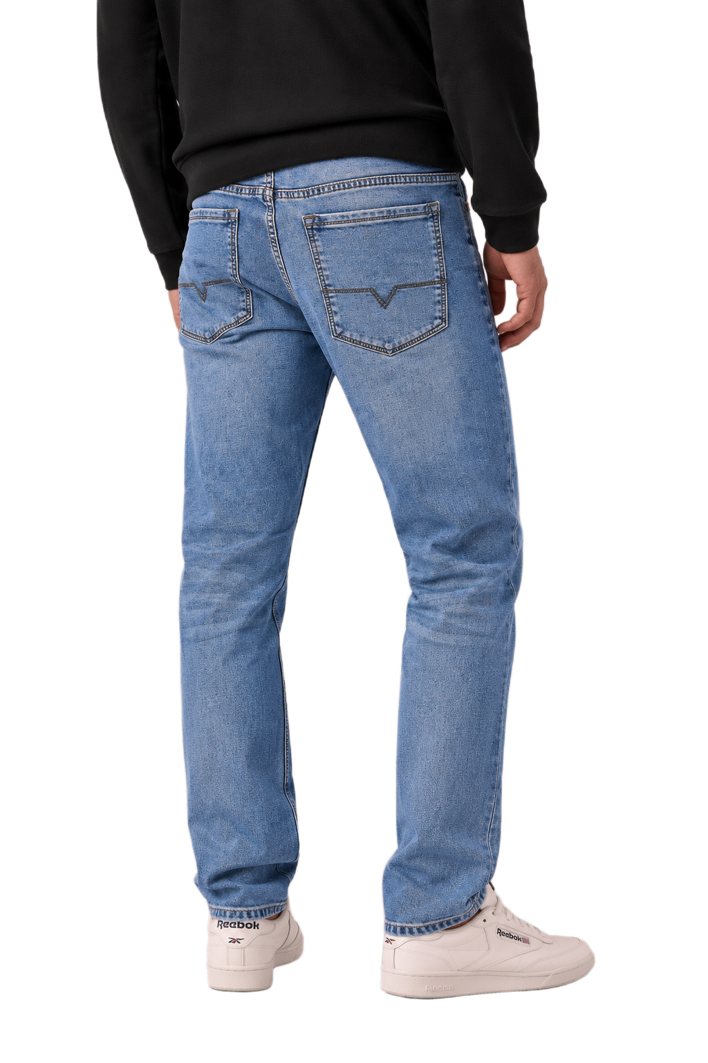 Men’s Ice Blue Denim Regular Fit Jeans | Mid-Rise Five-Pocket Washed Casual Jeans