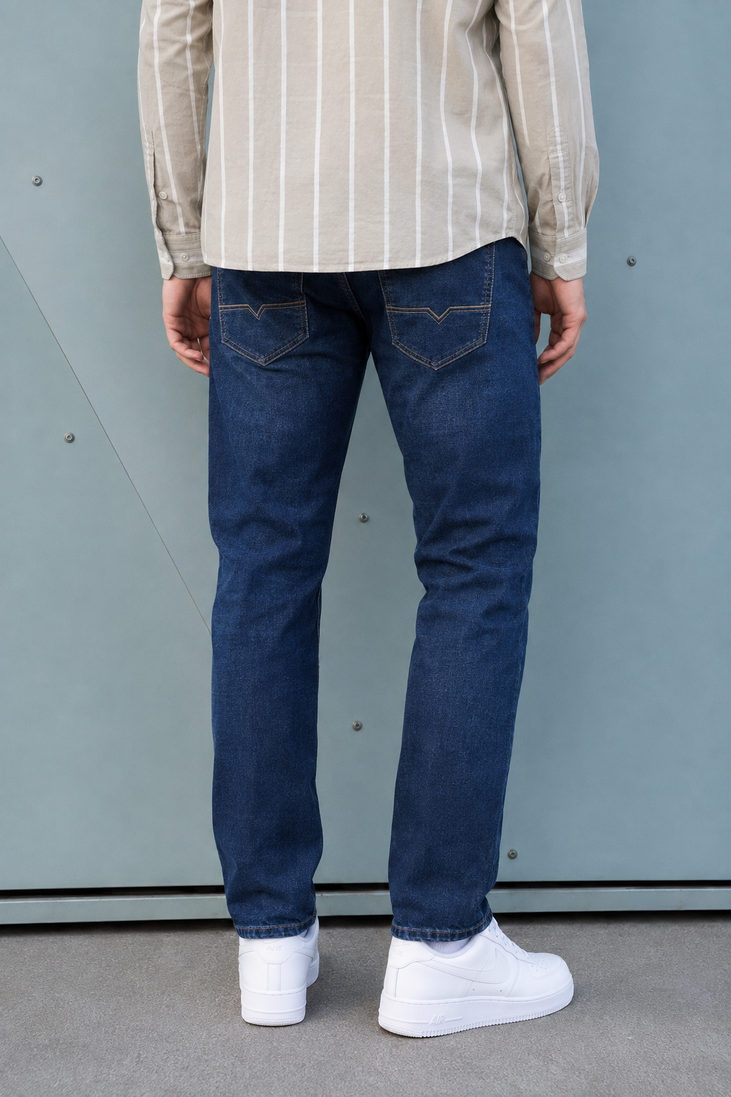 Men’s Navy Blue Denim Jeans – Regular Fit Washed Casual Jeans