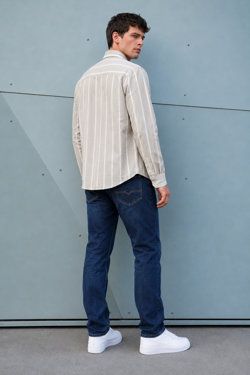 Men’s Navy Blue Denim Jeans – Regular Fit Washed Casual Jeans