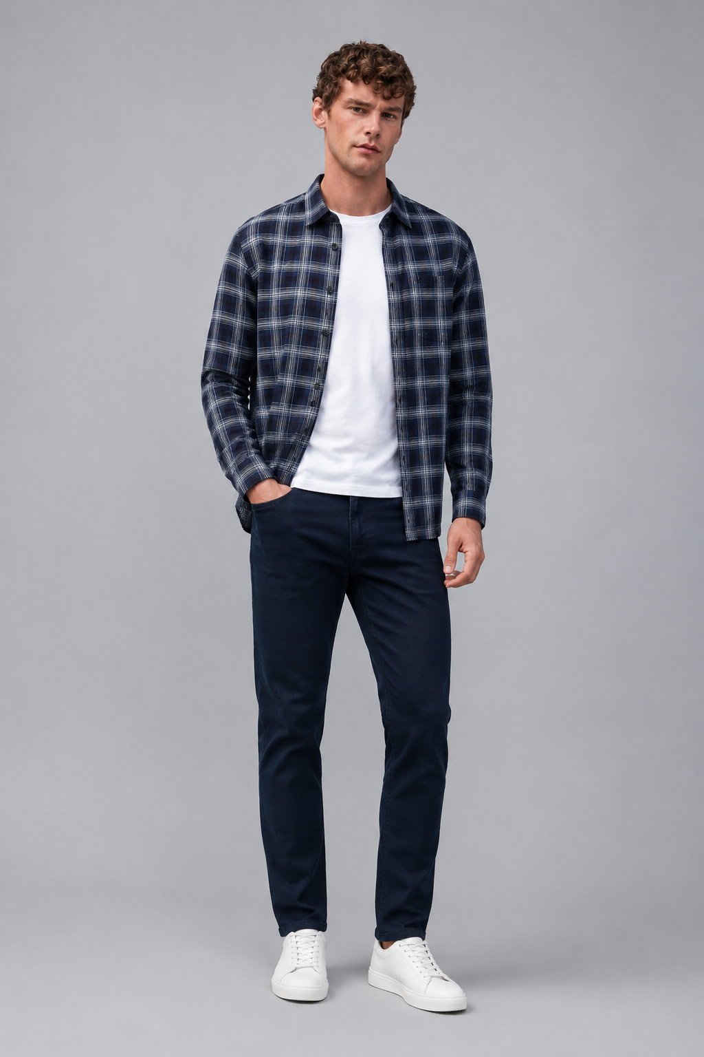 Men’s Navy Denim Regular Fit Jeans | Mid-Rise Five-Pocket Casual Jeans