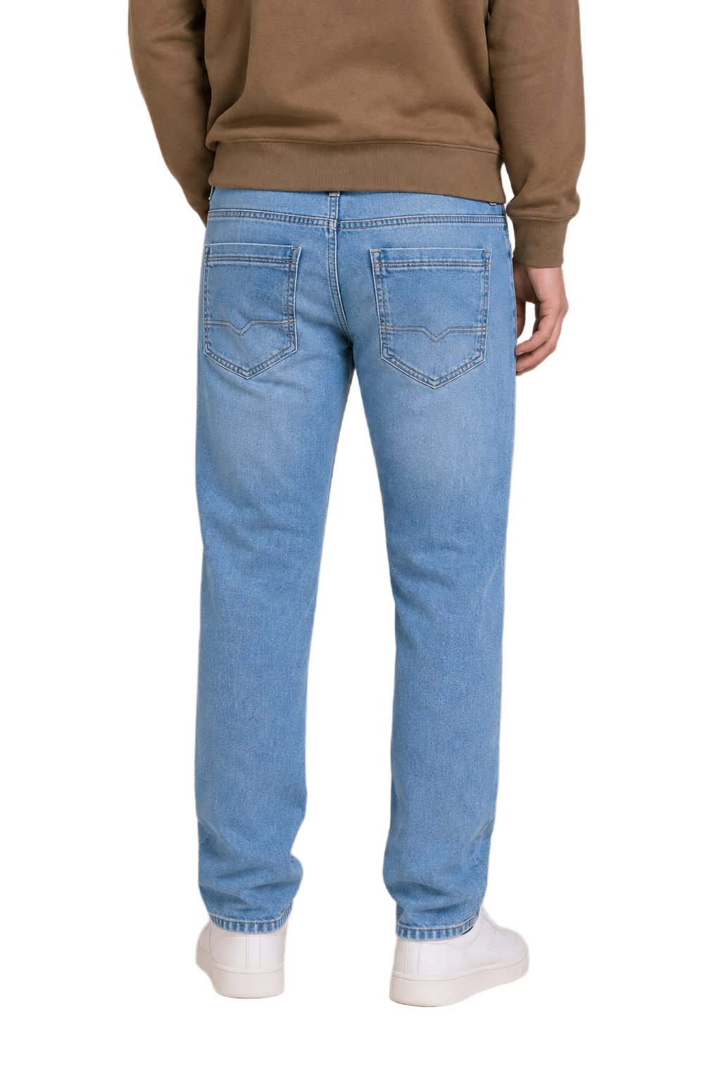 Men’s Ice Blue Denim Regular Fit Jeans | Mid-Rise Five-Pocket Washed Casual Jeans
