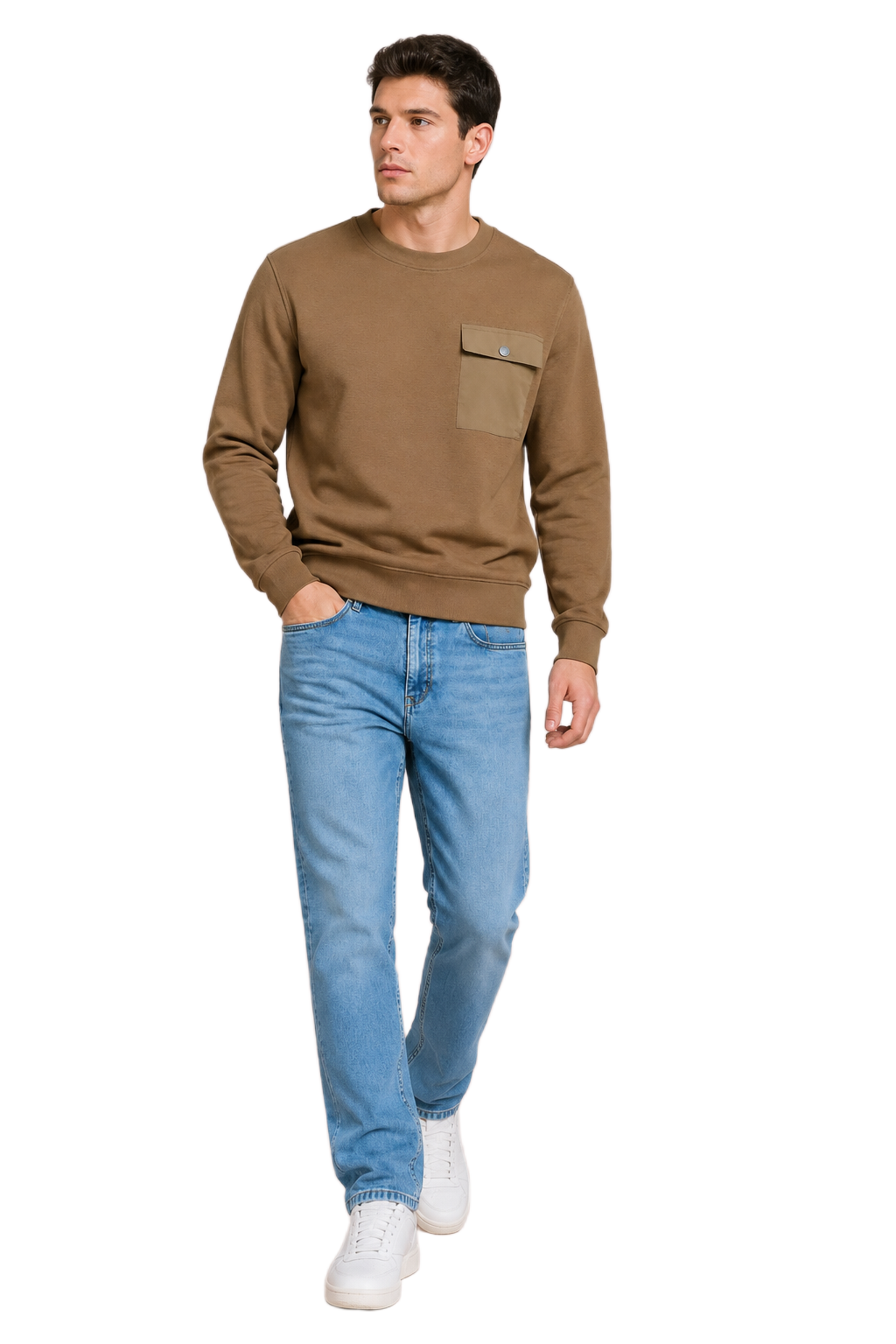 Men’s Ice Blue Denim Regular Fit Jeans | Mid-Rise Five-Pocket Washed Casual Jeans