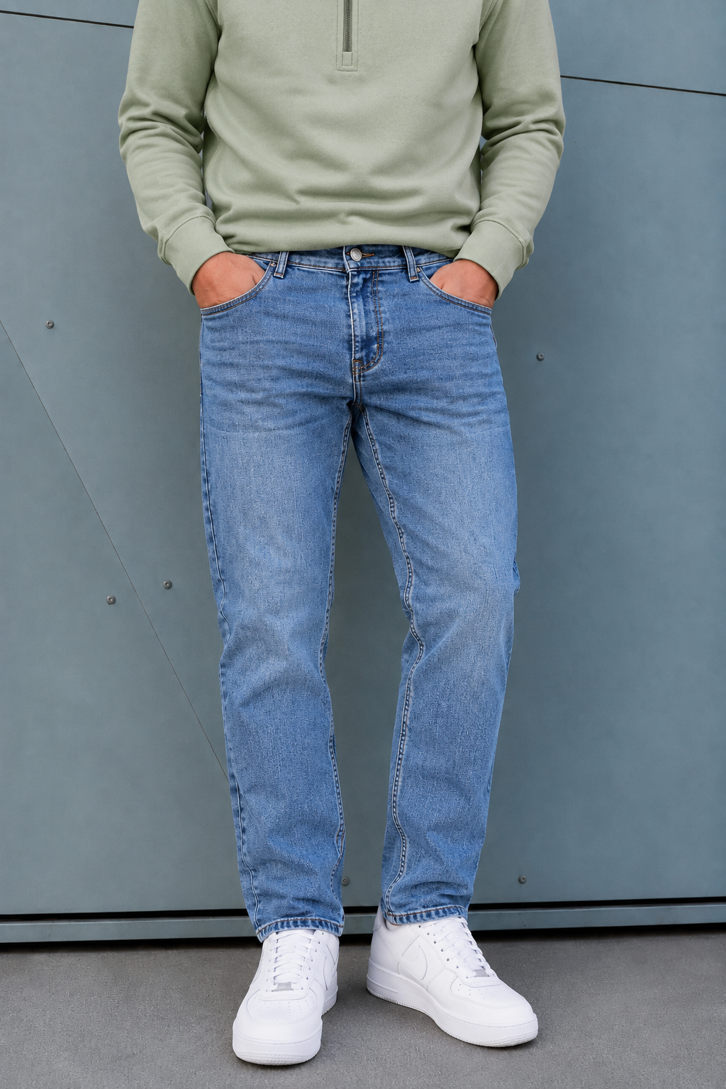 Men’s Urban Blue Denim Jeans – Regular Fit Washed Casual Jeans