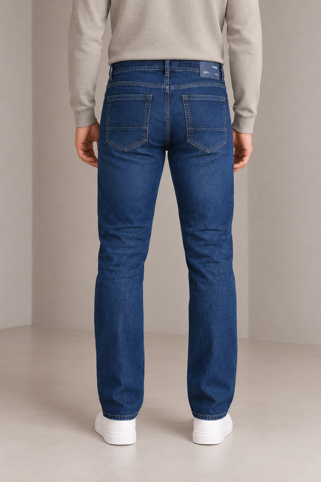 Men’s Carbon Blue Denim Jeans – Regular Fit Straight Leg Casual Jeans
