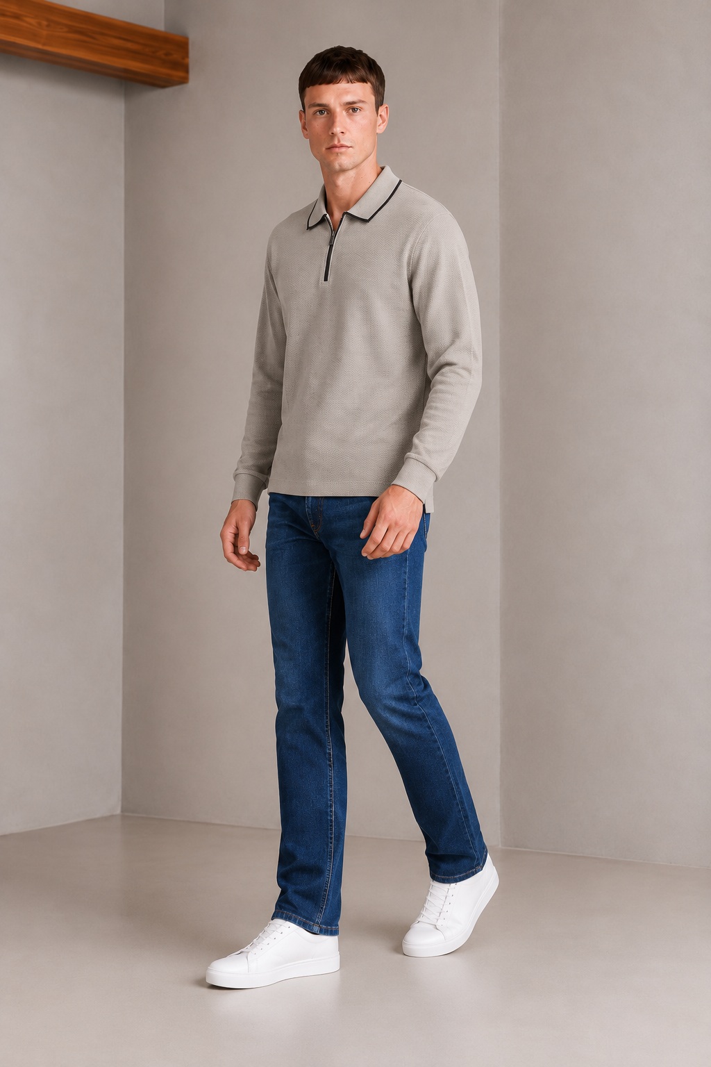 Men’s Carbon Blue Denim Jeans – Regular Fit Straight Leg Casual Jeans