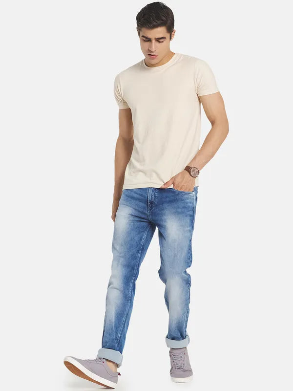 Men Blue Heavy Fade Stretchable Jeans