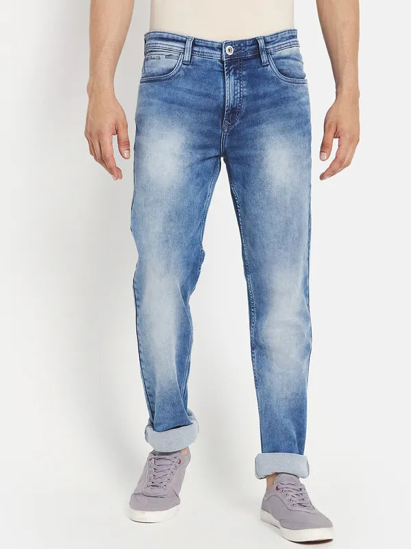 Men Blue Heavy Fade Stretchable Jeans