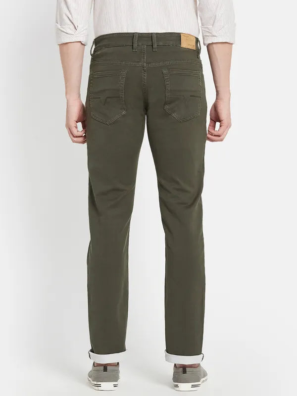 Men Olive Green Stretchable Jeans