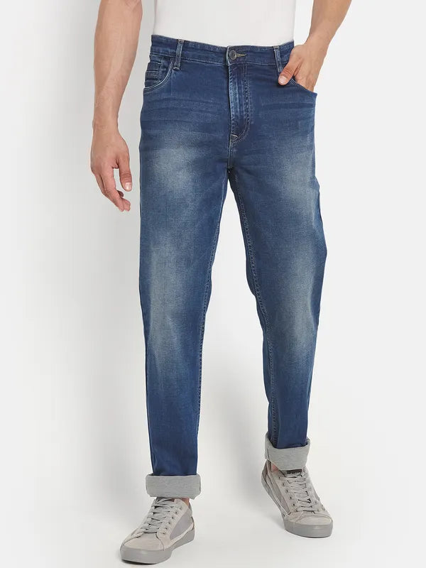 Men Blue Light Fade Stretchable Jeans