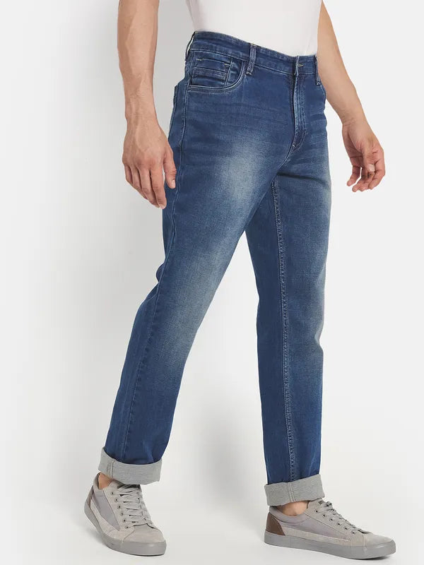 Men Blue Light Fade Stretchable Jeans