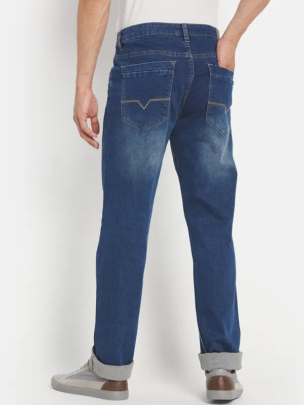 Men Blue Light Fade Stretchable Jeans