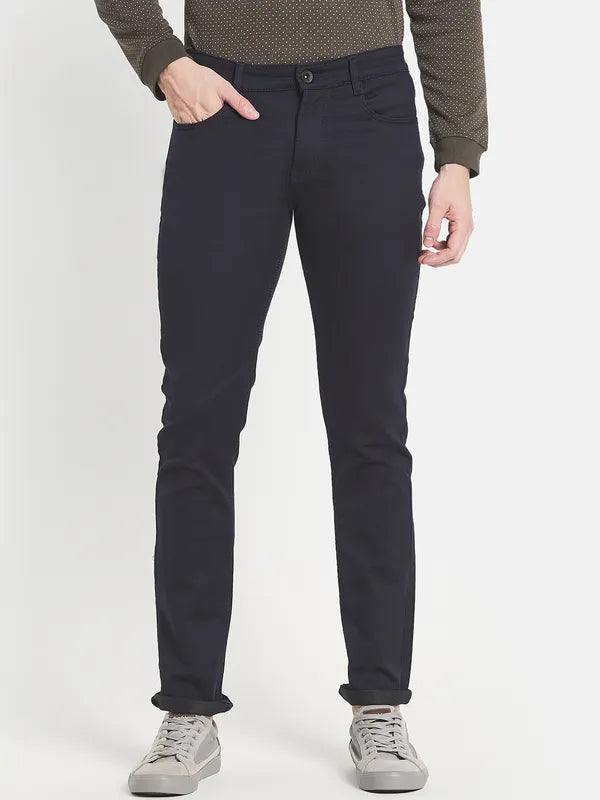 Men Navy Blue Stretchable Jeans