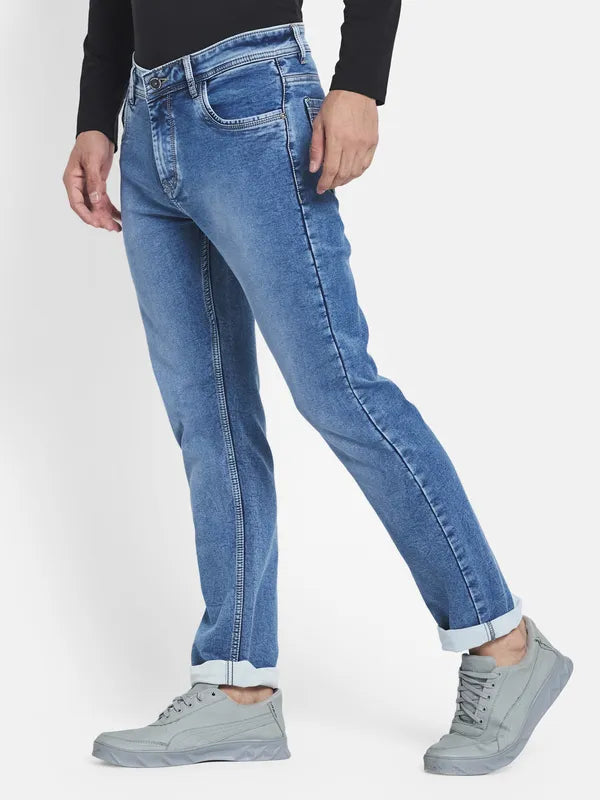 Men Blue Stretchable Mid-Rise Jeans