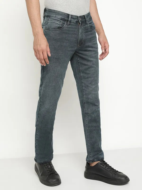 Octave Men Mid-Rise Heavy Faded Medium Shade Stretchable Jeans