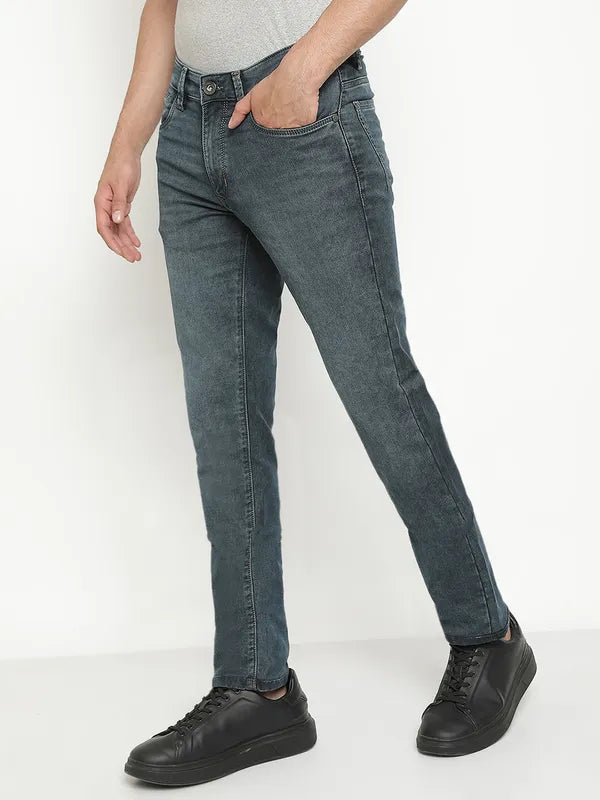 Octave Men Mid-Rise Heavy Faded Medium Shade Stretchable Jeans