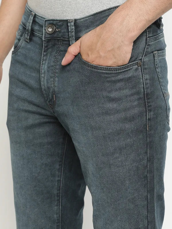 Octave Men Mid-Rise Heavy Faded Medium Shade Stretchable Jeans